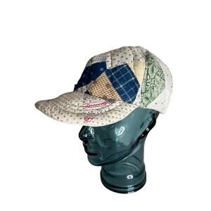 OOAK Vintage Reversible 1910 Indigo Quilt & Irish Linen Snapback Hat